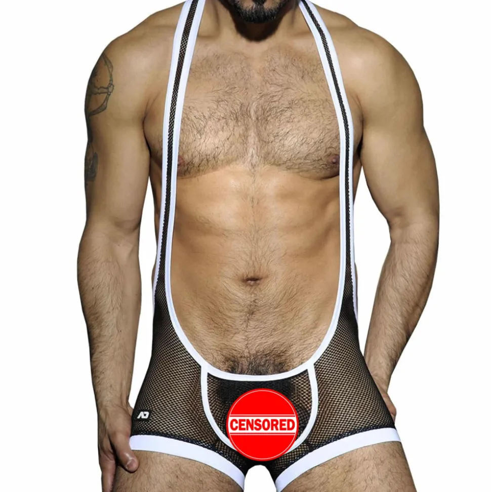 Body Mesh Fetish Noir - Blanc