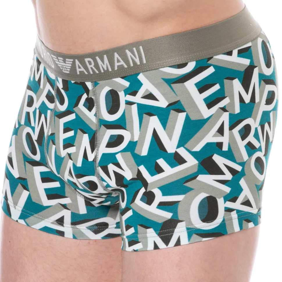 Boxer Bold All Over Lettering Coton Bleu Paon