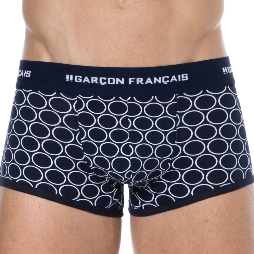 Boxer Court Cercle Coton Bleu Marine