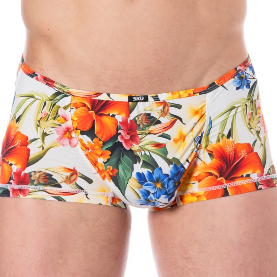 Boxer Court Microfibre Tropical Summer Blanc