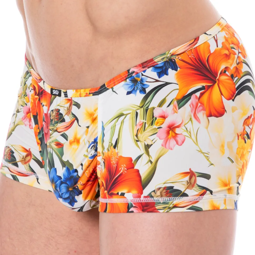 Boxer Court Microfibre Tropical Summer Blanc