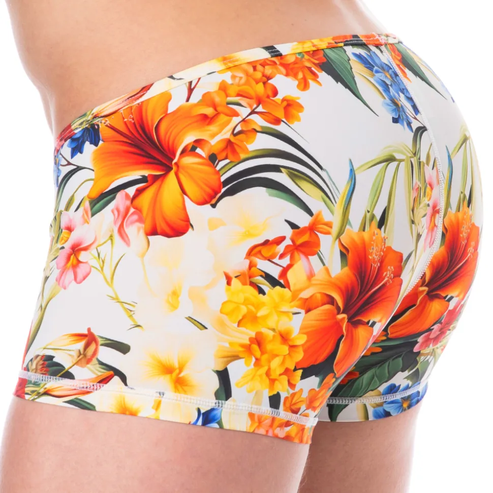Boxer Court Microfibre Tropical Summer Blanc