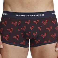 Boxer Court Origami Coq - Bleu Marine - Rouge