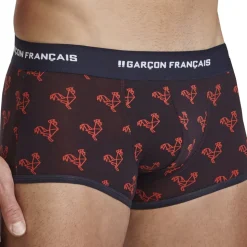Boxer Court Origami Coq - Bleu Marine - Rouge