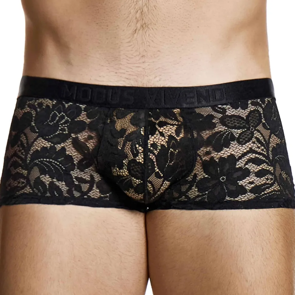 Boxer Dentelle Florale Noir