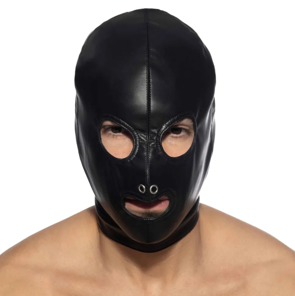 Cagoule Fetish en Cuir Vegan Noire