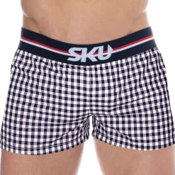 Caleçon Coton Vichy Bleu Marine
