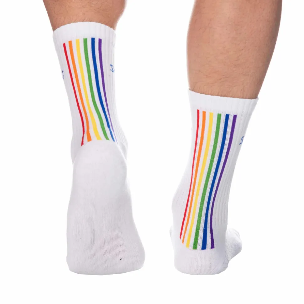 Chaussettes Sport Rainbow Blanches