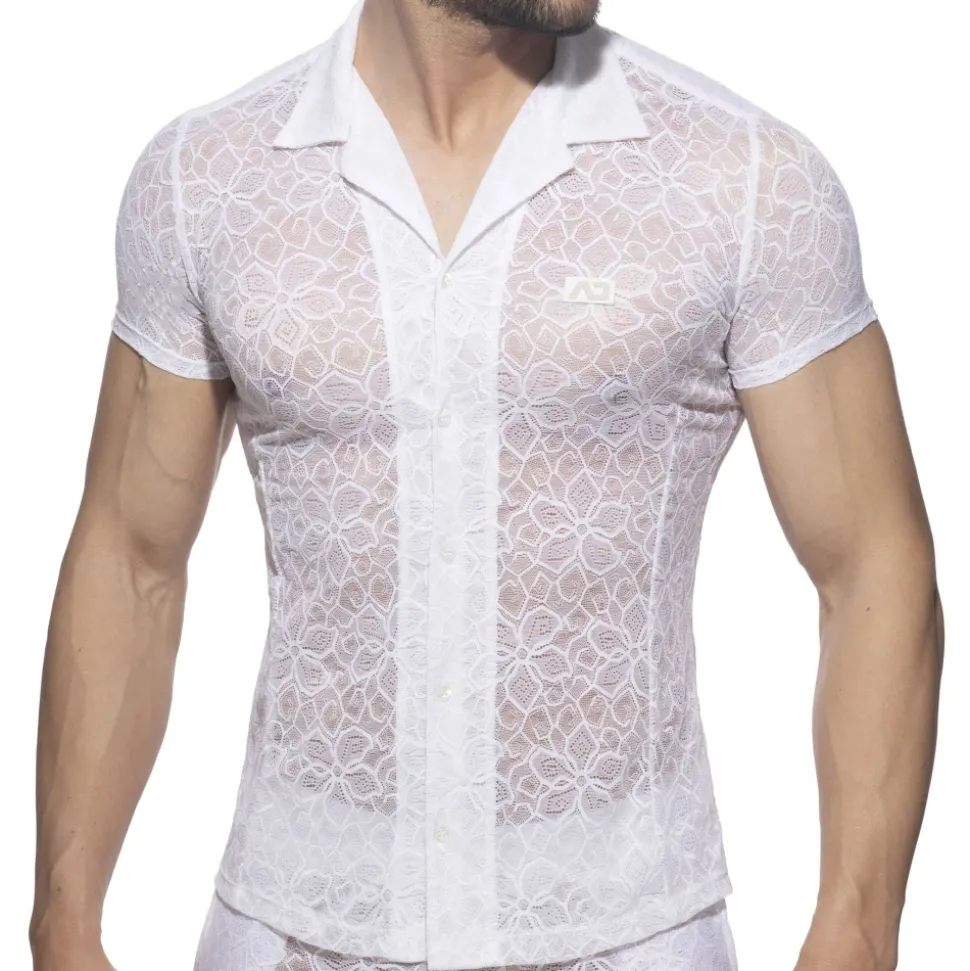 Chemisette Dentelle Florale Blanche