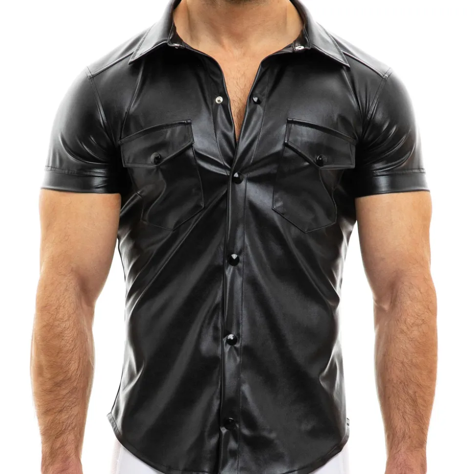 Chemisette Leather Simili-Cuir Noire