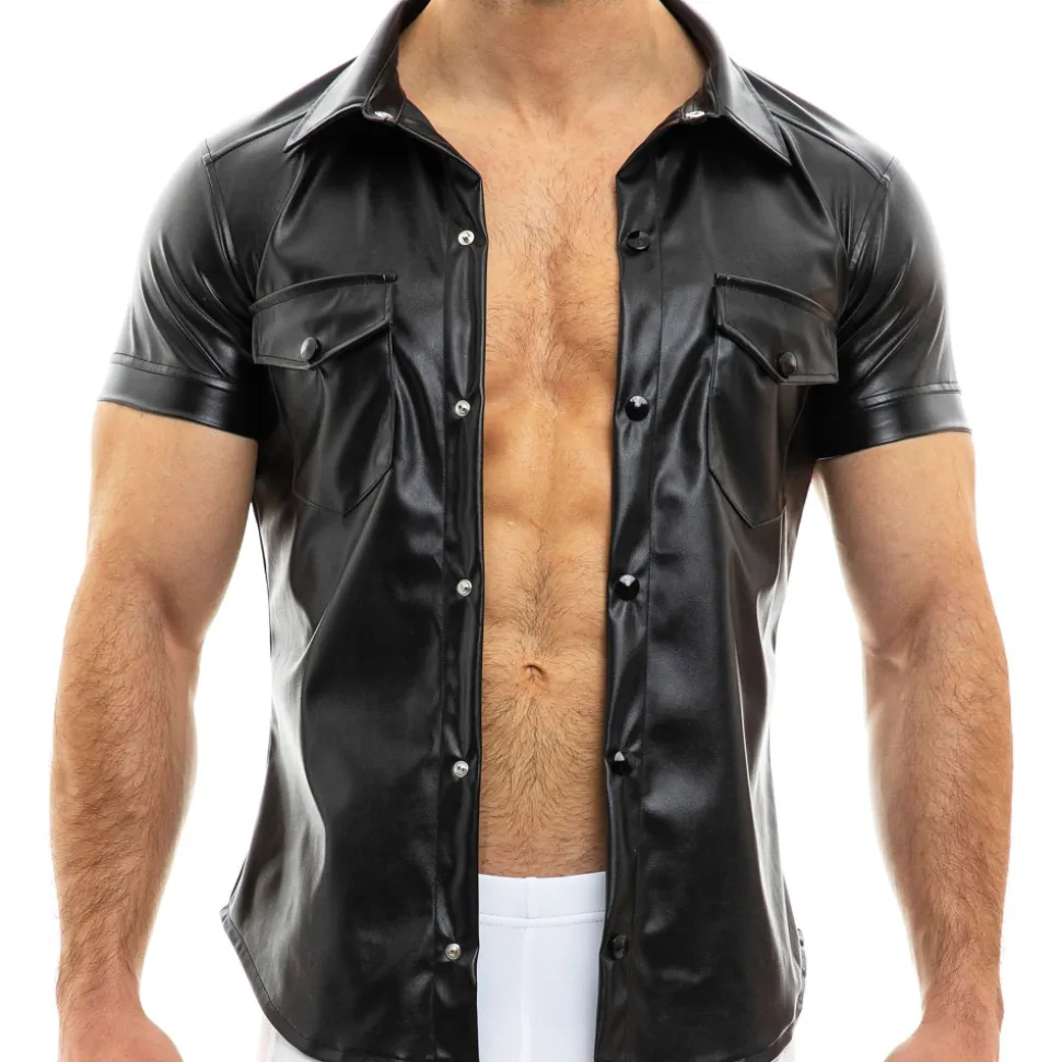 Chemisette Leather Simili-Cuir Noire
