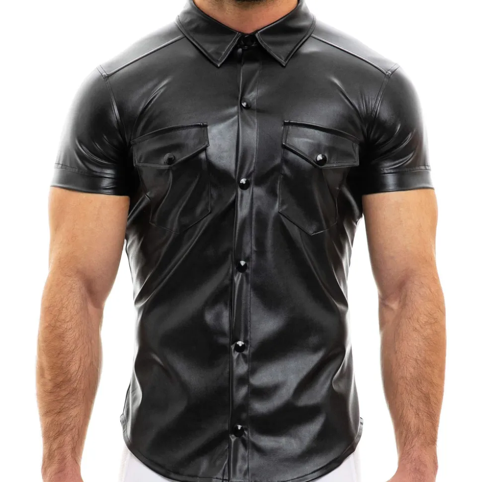 Chemisette Leather Simili-Cuir Noire