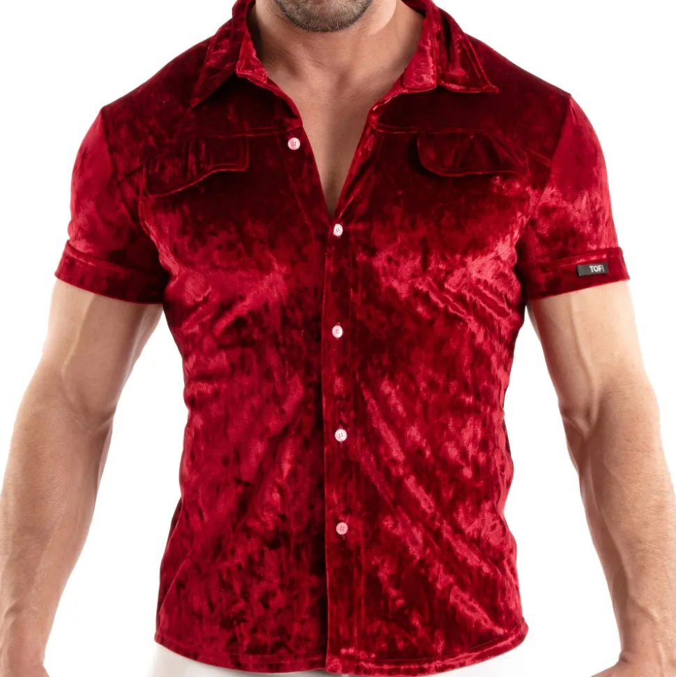 Chemisette Velours Froissé Rouge