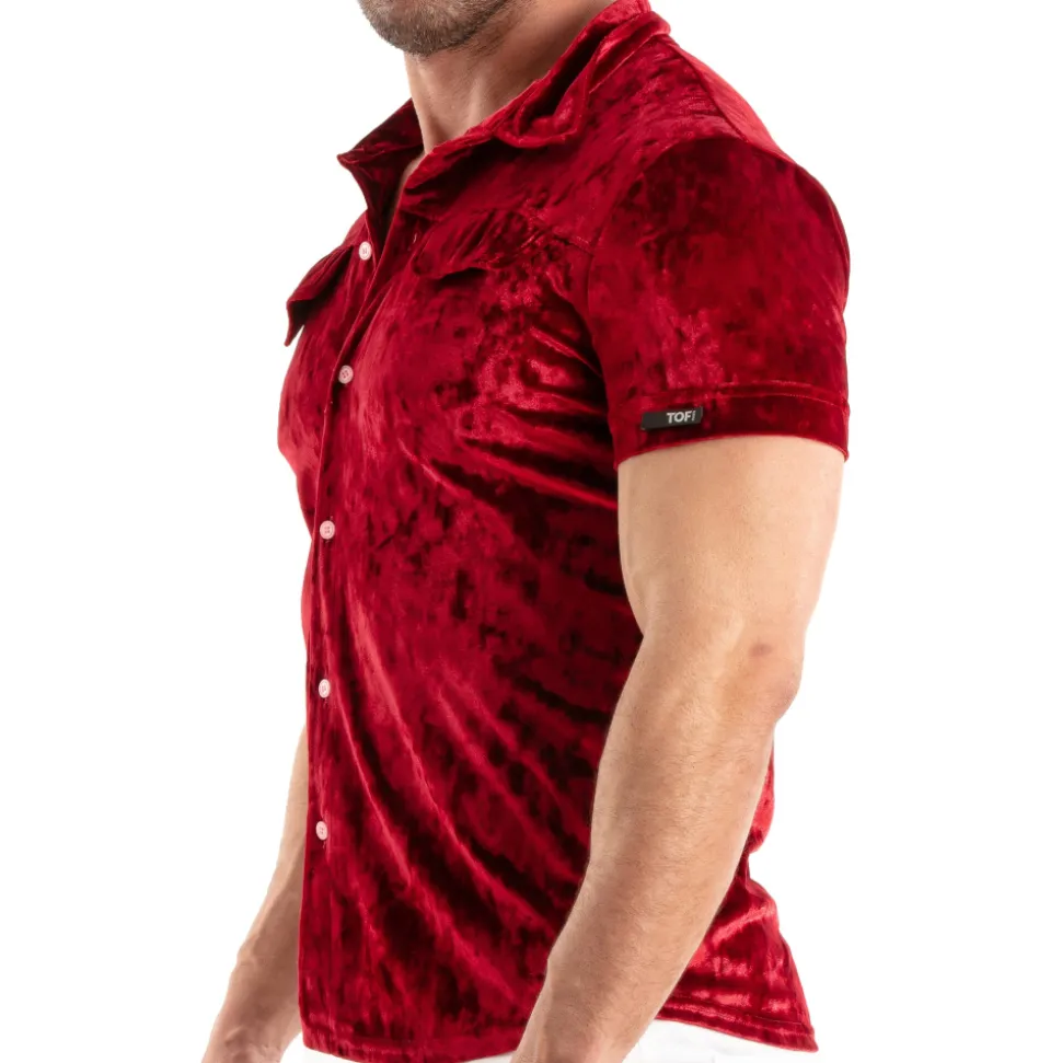 Chemisette Velours Froissé Rouge
