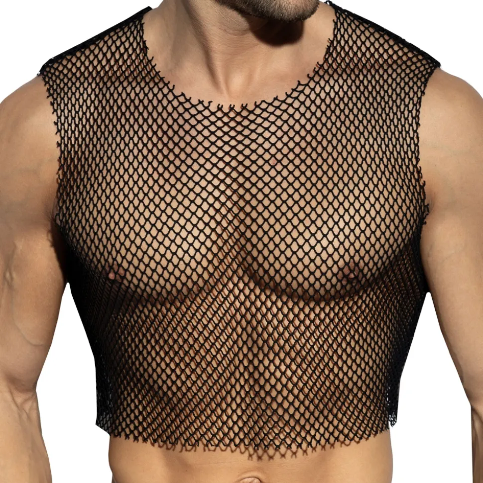 Crop Top Beachy Résille Noir