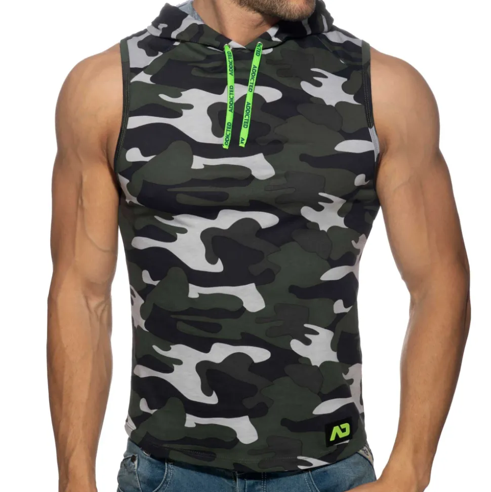 Débardeur à Capuche Bande Logo Camouflage