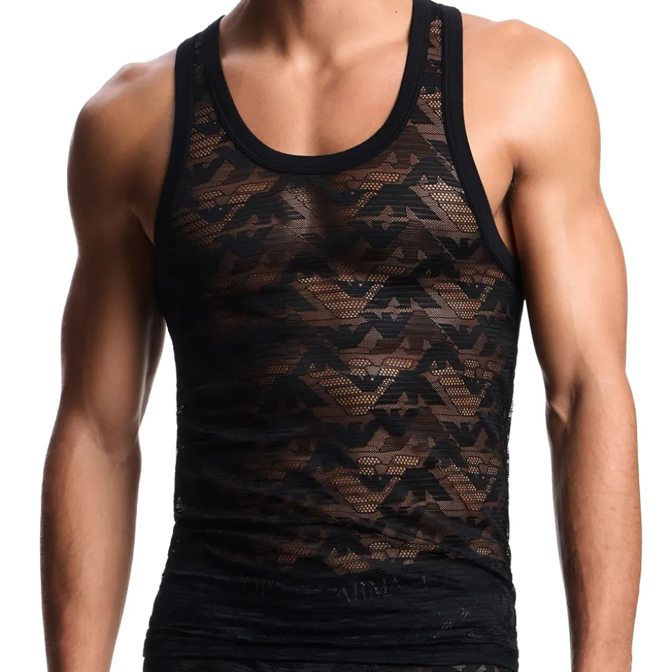 Débardeur Dentelle Jacquard Noir