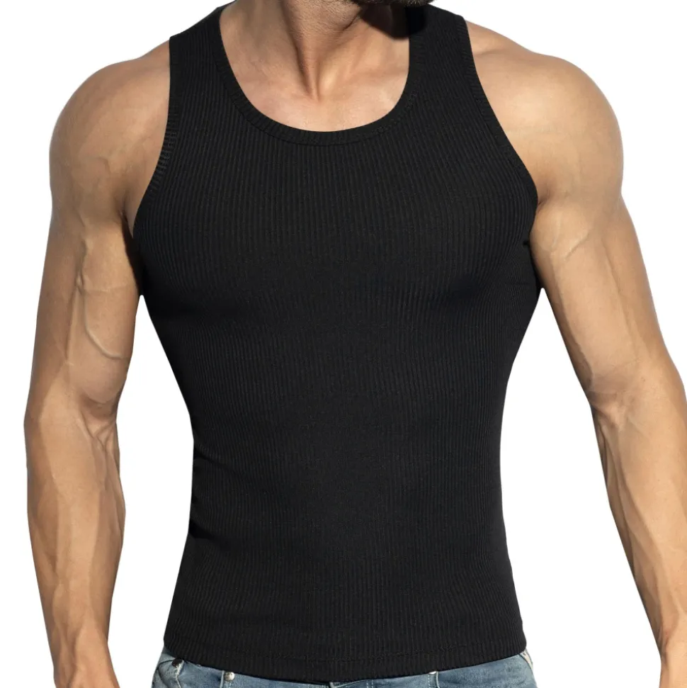Débardeur Sport Recycled Rib Noir
