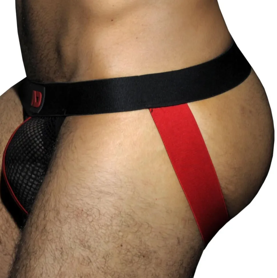 Jock Strap Mesh Fetish Noir - Rouge