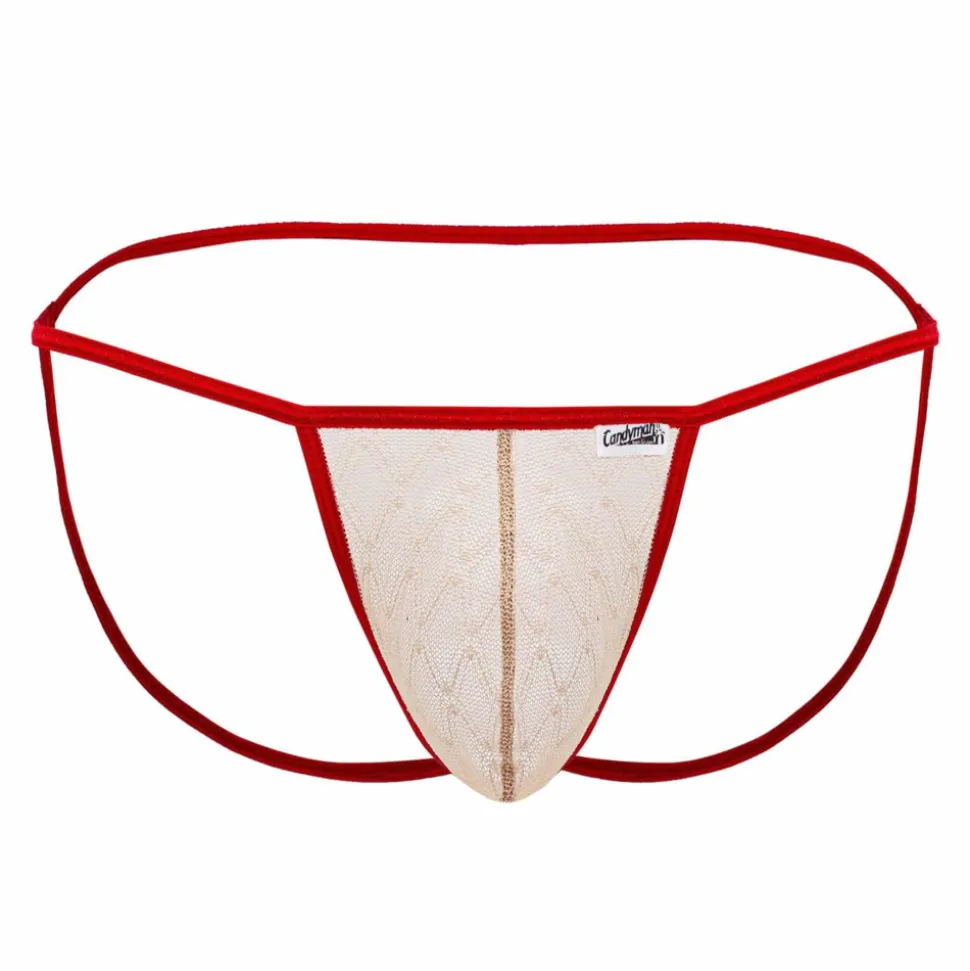 Jock Strap Micro Dentelle Beige