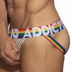 Jock Strap Rainbow Net Blanc