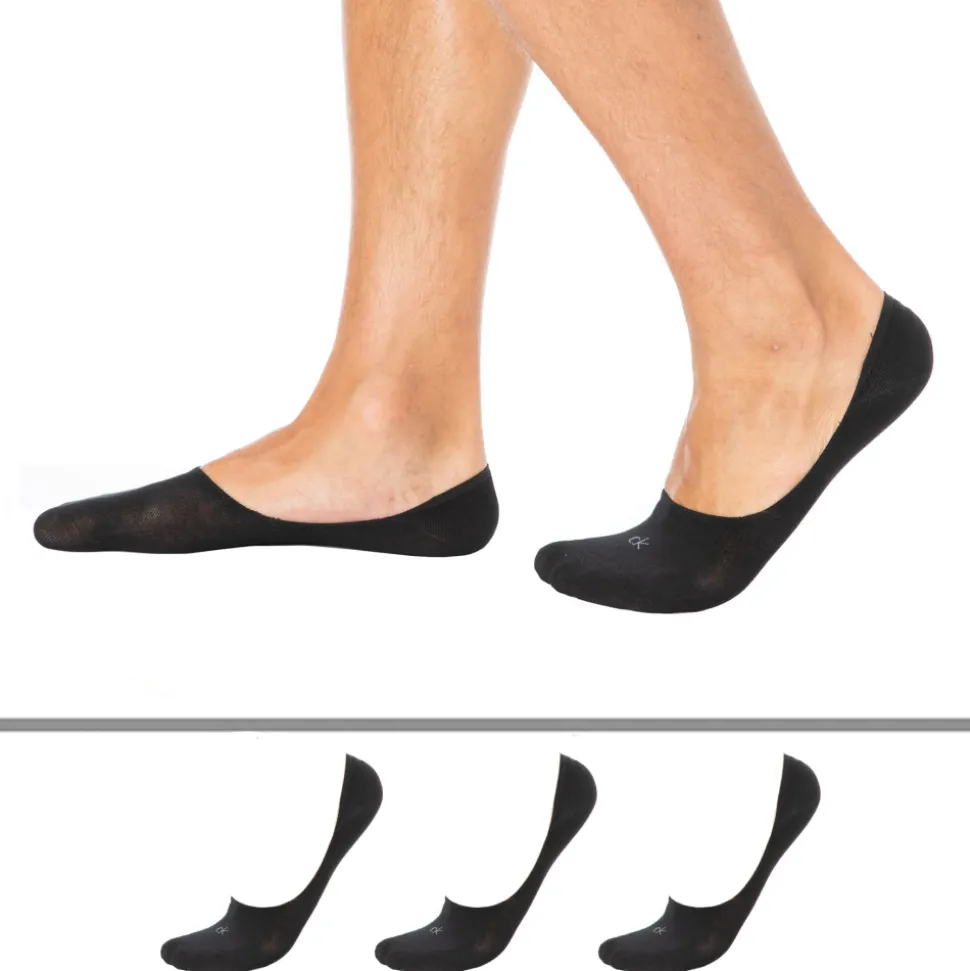 Lot de 3 Paires de Chaussettes Invisibles Mid Cut Noires