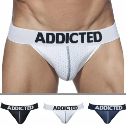 Lot de 3 Slips Tanga Mesh Push Up Blanc - Marine - Noir