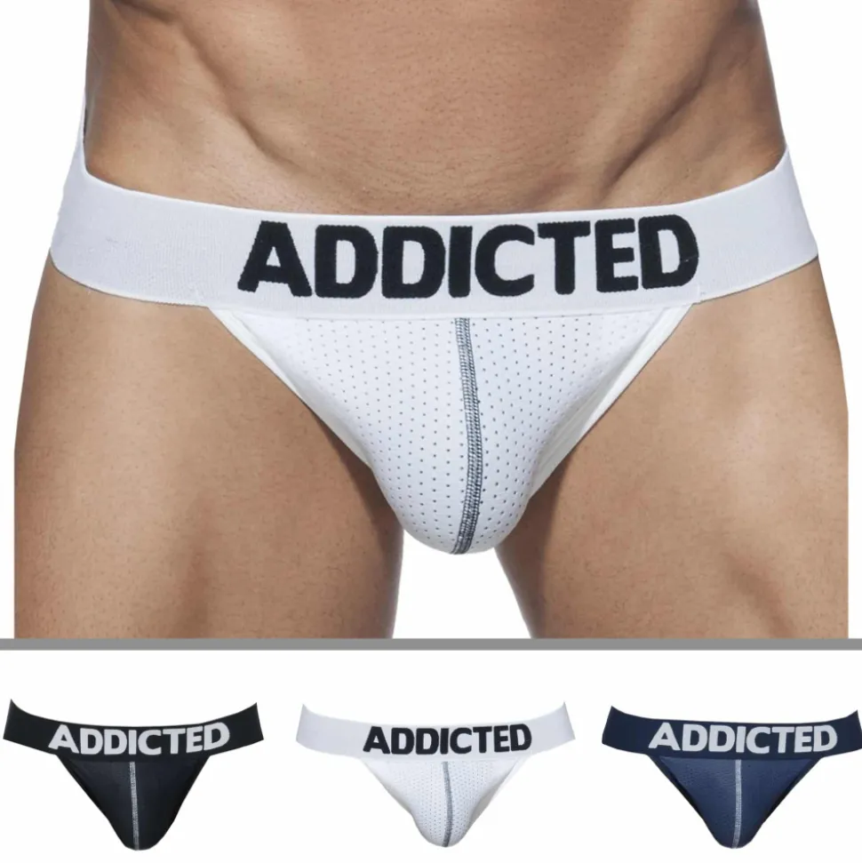 Lot de 3 Slips Tanga Mesh Push Up Blanc - Marine - Noir