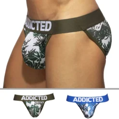 Lot de 2 Slips Tangas Mesh Tropicana Bleu - Kaki