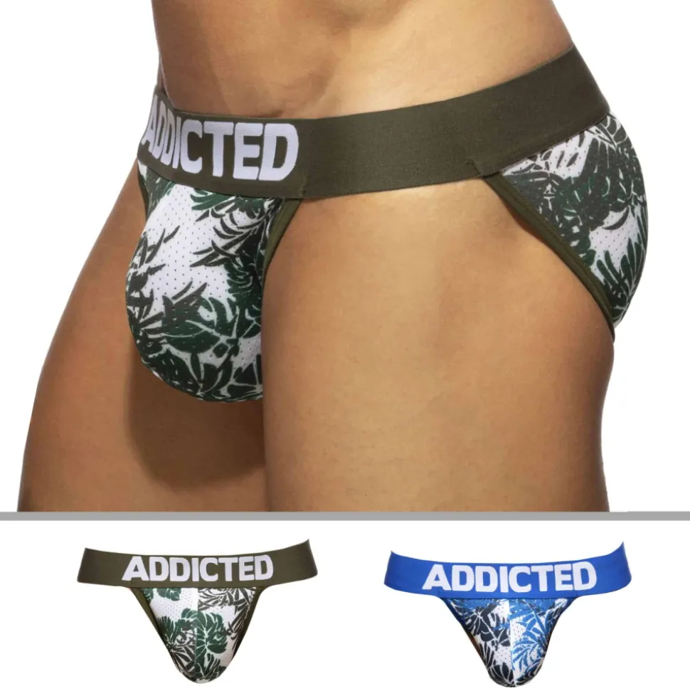 Lot de 2 Slips Tangas Mesh Tropicana Bleu - Kaki