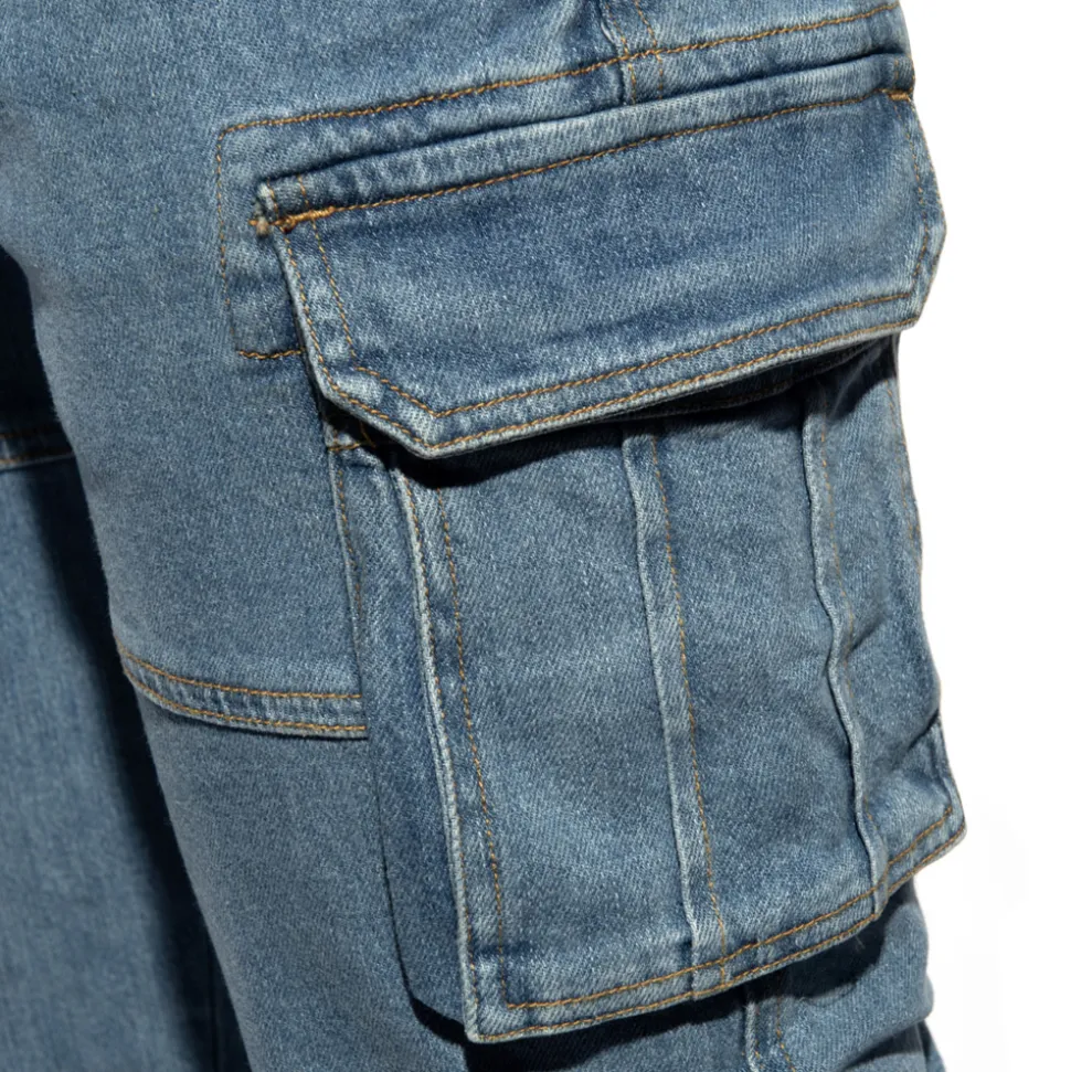 Pantalon Cargo Jeans Bleu Indigo