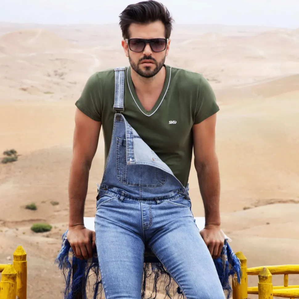 Salopette Longue Jeans Bleu Indigo