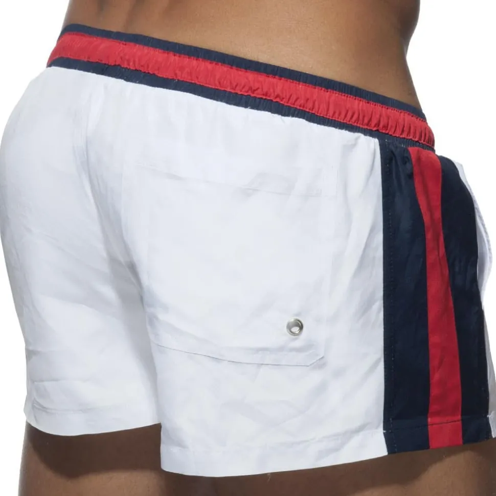Short de Bain Basic Stripes Blanc