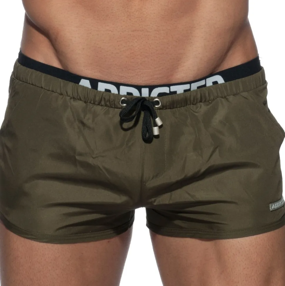 Short De Bain Double Waistband Kaki
