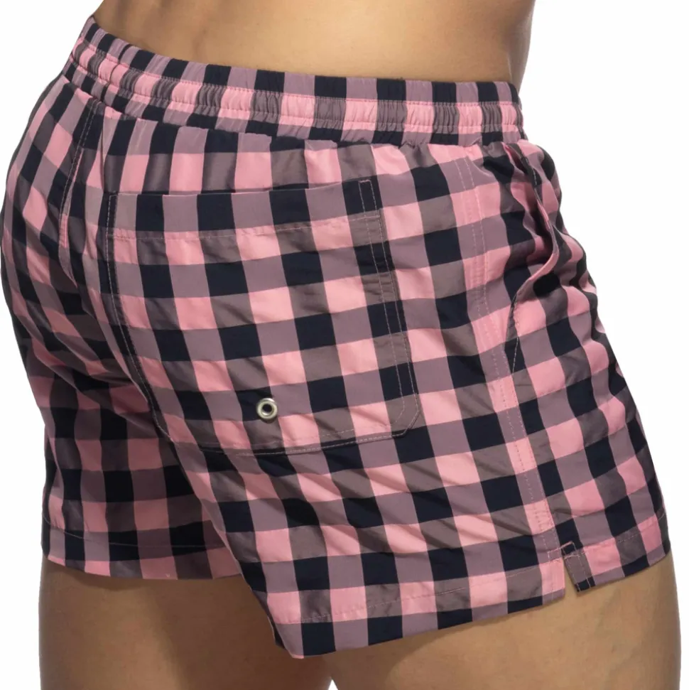 Short de Bain Flashy Squares Rose