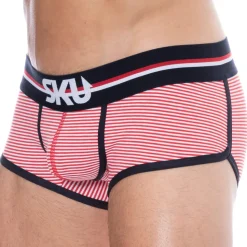 Shorty Coton Rayure Rouge - Blanc