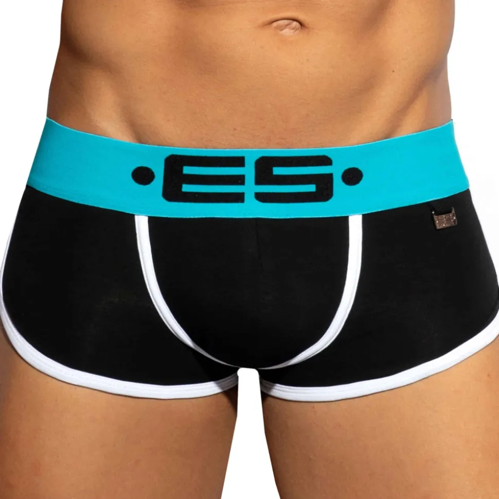 Shorty Double Side Coton Noir - Turquoise
