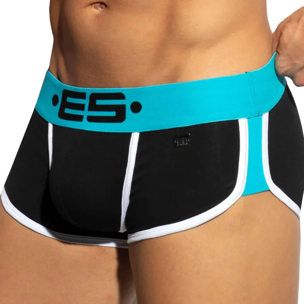 Shorty Double Side Coton Noir - Turquoise