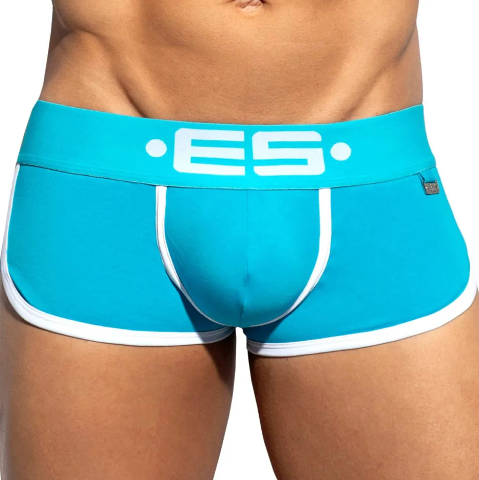 Shorty Double Side Coton Turquoise - Blanc