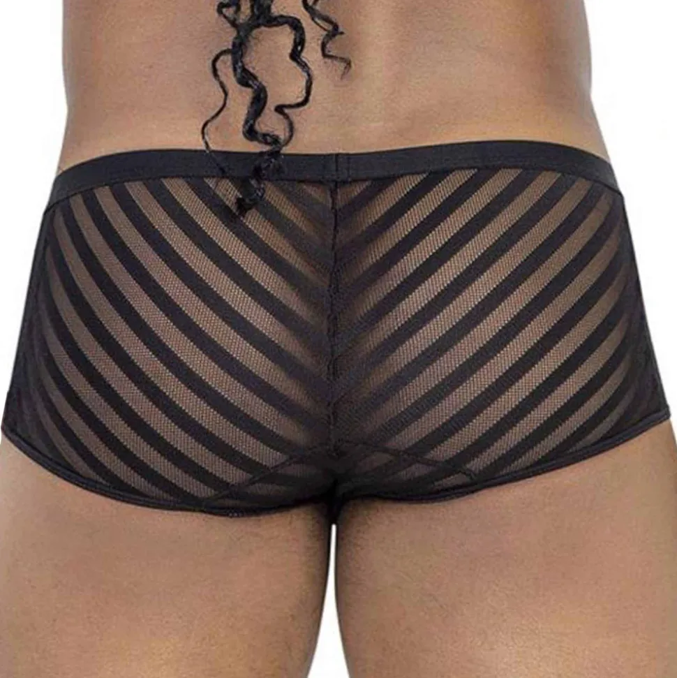 Shorty Résille Rayé Noir