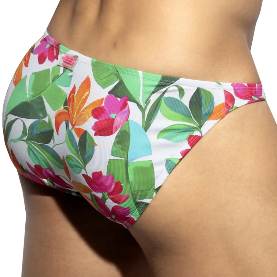 Slip Bikini Bold Flowers Blanc