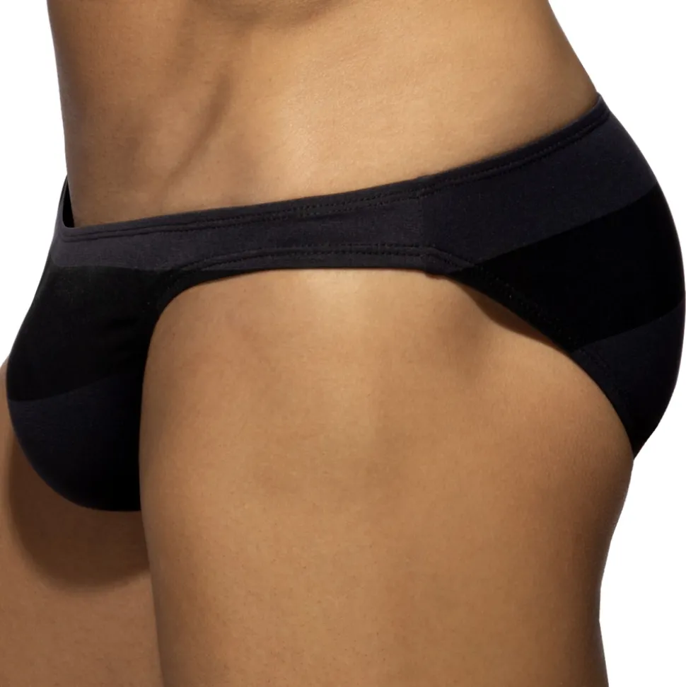 Slip Bikini Rayure Epaisse - Noir