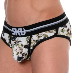 Slip Coton Floral Blanc Cassé