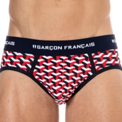 Slip Coton Géométrique Bleu Marine