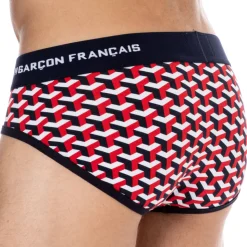 Slip Coton Géométrique Bleu Marine