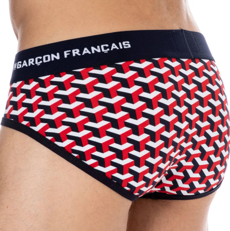 Slip Coton Géométrique Bleu Marine