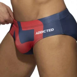 Slip de Bain AD Logo Bleu Marine - Rouge