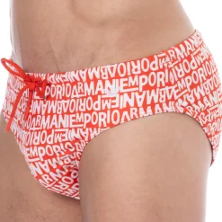 Slip de Bain All Over Logo Rouge