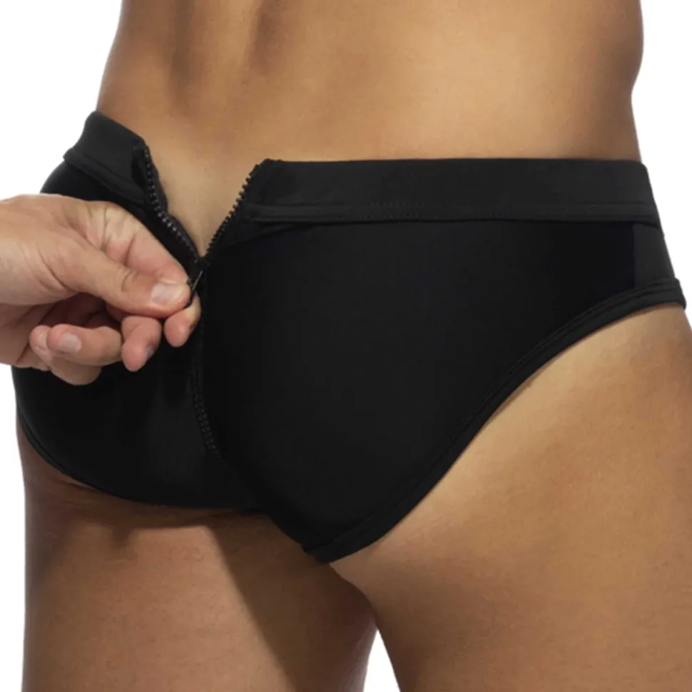 Slip de Bain Allover Zip Noir