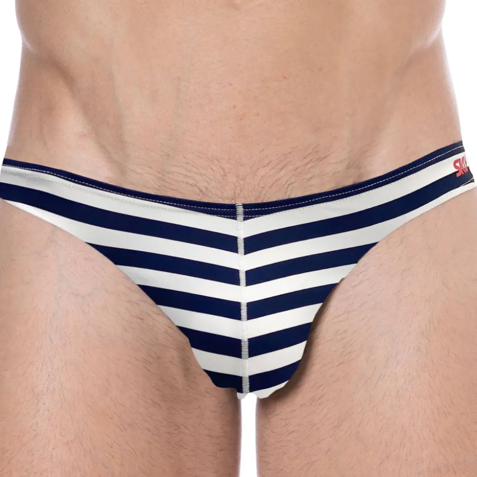 Slip de Bain Bikini Marinière